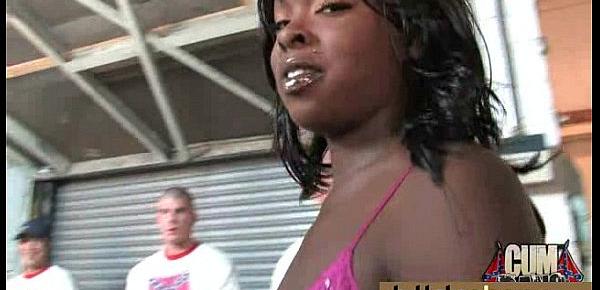  Ebony gets fucked in all holes by a group of white dudes 17